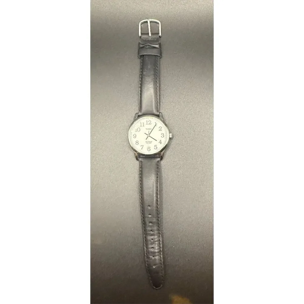 Timex Indiglo Ladies Wristwatch Black Leather Band Water Resistant